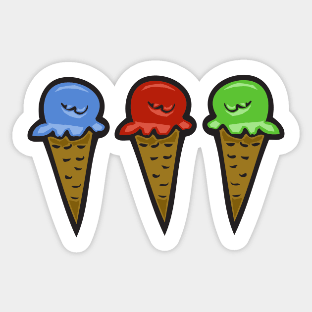 3 Ice Cream Cones Sticker by headrubble